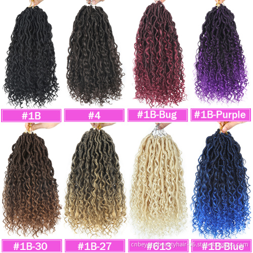 Goddess Locs Crochet Hair Pre-loop Synthetic Crochet Braids Twist Braiding Goddess Faux River Locs Hair Wavy With Curly Ends